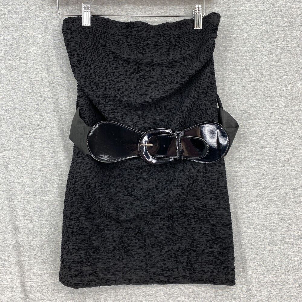 Rue 21 Dress Womens Medium Black Strapless Bodycon Short Belted